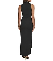 Donna Karan V-Neck Knot Front Sheath Dress
