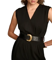 Donna Karan V-Neck Sleeveless Belted Straight Leg Jumpsuit