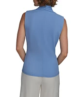 Donna Karan V-Neck Sleeveless Faux Wrap Top
