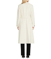 Donna Karan Wool Blend Knit Shawl Collar Belted Maxi Coat