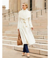 Donna Karan Wool Blend Knit Shawl Collar Belted Maxi Coat