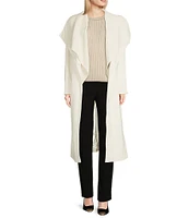 Donna Karan Wool Blend Knit Shawl Collar Belted Maxi Coat