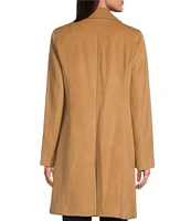 Donna Karan Wool Blend Notch Collar Button Front Single Breasted Reefer Coat