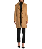 Donna Karan Wool Blend Notch Collar Button Front Single Breasted Reefer Coat