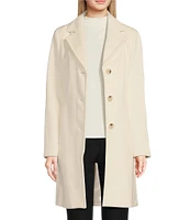 Donna Karan Wool Blend Notch Collar Button Front Single Breasted Reefer Coat