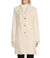 Donna Karan Wool Blend Notch Collar Button Front Single Breasted Reefer Coat