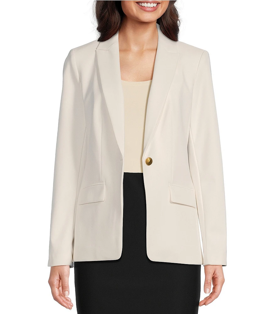 Donna Karan Woven Notch Lapel Long Sleeve Button Front Coordinating Blazer