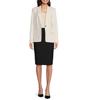 Donna Karan Woven Notch Lapel Long Sleeve Button Front Coordinating Blazer