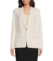 Donna Karan Woven Notch Lapel Long Sleeve Button Front Coordinating Blazer