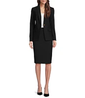 Donna Karan Woven Notch Lapel Long Sleeve Button Front Coordinating Blazer