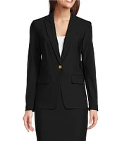 Donna Karan Woven Notch Lapel Long Sleeve Button Front Coordinating Blazer