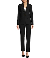 Donna Karan Woven Straight Leg Ankle Pant