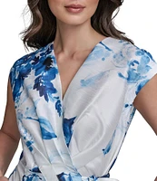 Donna Karan Wrap Front V-Neck A-Line Midi Dress