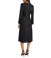 Donna Morgan Crew Neck 3/4 Sleeve Light Charmeuse Keyhole Back Midi Dress