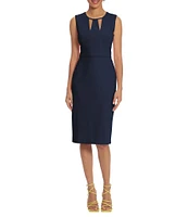 Donna Morgan Cut Out Crew Neck Sleeveless Stretch Crepe Sheath Dress