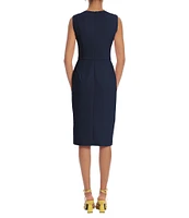 Donna Morgan Cut Out Crew Neck Sleeveless Stretch Crepe Sheath Dress