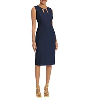 Donna Morgan Cut Out Crew Neck Sleeveless Stretch Crepe Sheath Dress