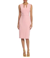 Donna Morgan Cut Out Crew Neck Sleeveless Stretch Crepe Sheath Dress