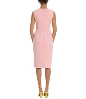 Donna Morgan Cut Out Crew Neck Sleeveless Stretch Crepe Sheath Dress