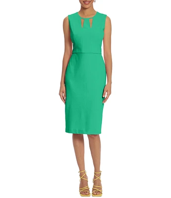 Donna Morgan Cut Out Crew Neck Sleeveless Stretch Crepe Sheath Dress