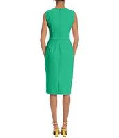 Donna Morgan Cut Out Crew Neck Sleeveless Stretch Crepe Sheath Dress