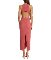 Donna Morgan Popcorn Knit Round Neck Sleeveless Back Cut-Out Maxi Dress