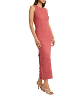 Donna Morgan Popcorn Knit Round Neck Sleeveless Back Cut-Out Maxi Dress