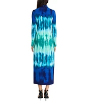 Donna Morgan Printed Matte Jersey Mock Neck Long Sleeve Sheath Dress