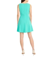 Donna Morgan Scuba Crepe Crew Neck Sleeveless A-Line Mini Dress