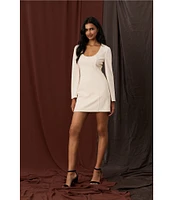 Donna Morgan Scuba Crepe Sheath Scoop Neck Flared Sleeve Mini Dress