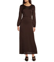 Donna Morgan Sheer Boat Neck Long Sleeve Tie Back Cut-Out Maxi Dress