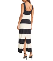 Donna Morgan Sleeveless Square Neck Striped Sheath Dress