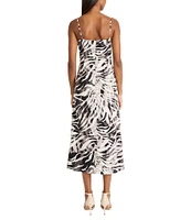Donna Morgan Square Neck Sleeveless Ruched Animal Print Twill Tank Dress