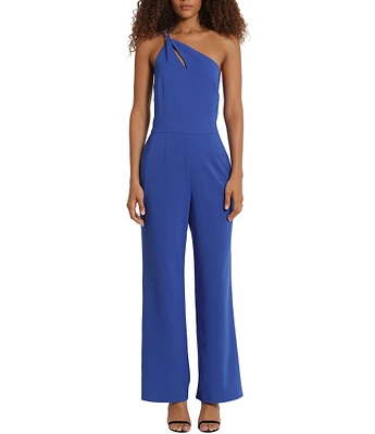 Donna Morgan Stretch One Shoulder with Keyhole Neck Jumpsuit