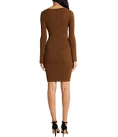 Donna Morgan Sweater Square Neck Long Sleeve Mini Dress