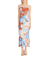 Donna Morgan Twill Square Neck Sleeveless Printed Sheath Midi Dress