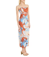 Donna Morgan Twill Square Neck Sleeveless Printed Sheath Midi Dress