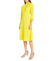 Donna Morgan Twisted Mock Neck Stretch Crepe A-Line 3/4 Sleeve Dress