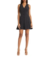 Donna Morgan V-Neck Sleeveless Button Front Woven A-Line Dress