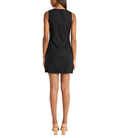 Donna Morgan V-Neck Tie Front Sleeveless Linen Blend Shift Mini Dress