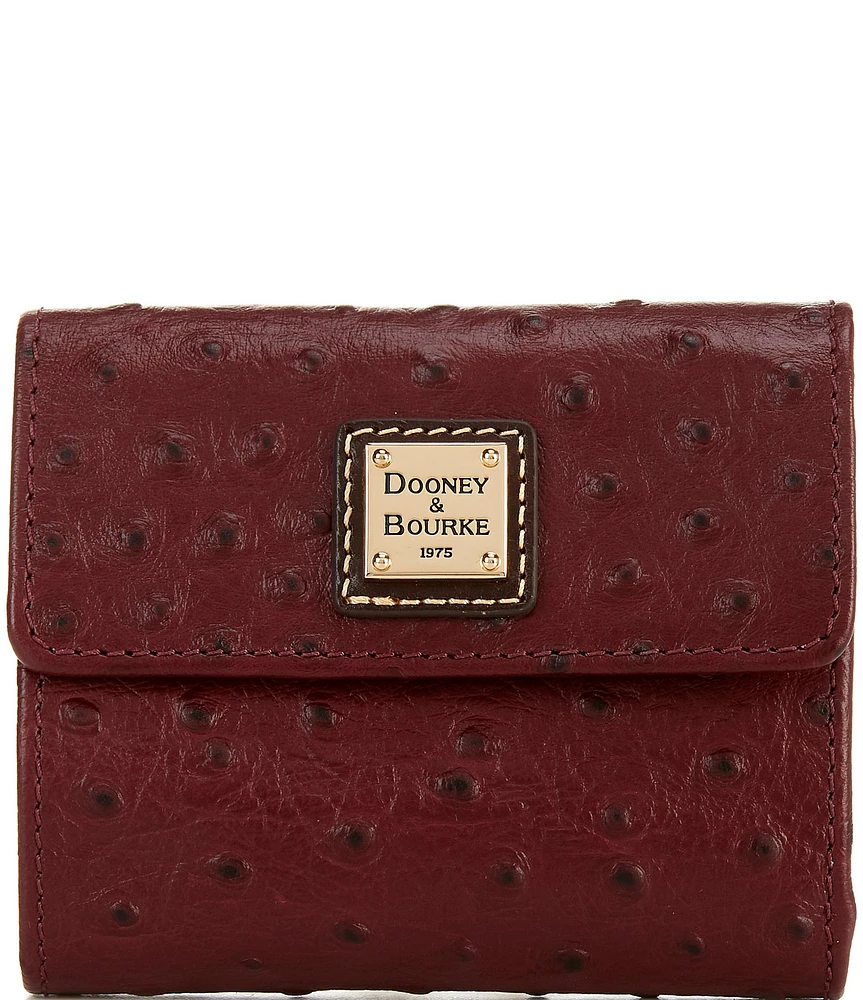 Dooney & Bourke Ostrich Embossed Leather Small Flap Wallet