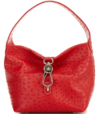 Dooney & Bourke Ostrich Logo Lock Hobo Shoulder Bag