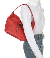 Dooney & Bourke Ostrich Logo Lock Hobo Shoulder Bag