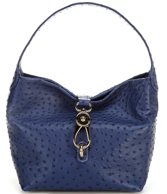 Dooney & Bourke Ostrich Logo Lock Hobo Shoulder Bag