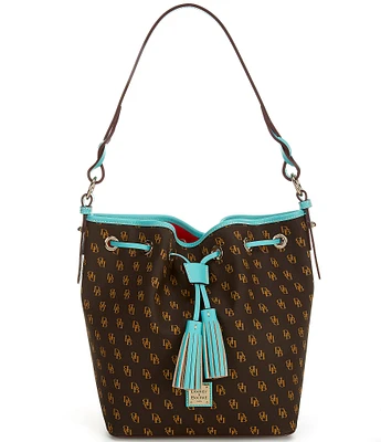 Dooney & Bourke Signature Blakely Collection Tasha Logo Drawstring Bucket Bag