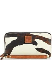 Dooney & Bourke Zebra Printed Large Zip Around Wristlet