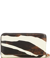 Dooney & Bourke Zebra Printed Large Zip Around Wristlet