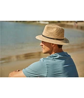 Dorfman Milano Scala Crocheted Raffia Straw Safari 2 1/2#double; Brim Hat