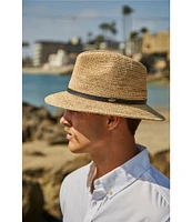Dorfman Milano Scala Crocheted Raffia Straw Safari 2 1/2#double; Brim Hat