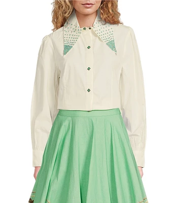 Double D Ranch Far Away Woven Collared 3/4 Sleeve Blouse